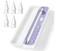 Inesore Trousse à Crayons Compatible avec Apple Pencil Pro/1ère/2e génération/USB-C, Contient 5 Accessoires de Rechange pour Embouts de Stylet Apple (Fente pour Carte en Silicone Violet)