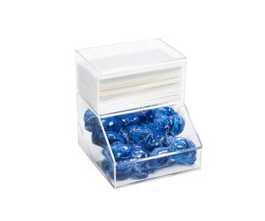 Inevibe Porte-dosettes à linge et distributeur de feuilles de sèche-linge - Récipient en acrylique à 2 compartiments avec couvercles pour ranger les épingles à linge, les boules de coton, les capsules