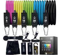 INEVIFIT Ensemble de bandes de résistance empilables de 68 kg pour la musculation, le yoga, le pilates et l'entraînement complet du corps, comprend un ancrage de porte, des poignées, des sangles de