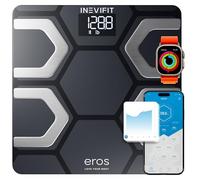 INEVIFIT EROS Bluetooth Balance de Graisse Corporelle Smart BMI Analyseur de Composition Corporelle Numérique Très Précis avec Application Smartphone Sans Fil 180 Kgs 30 x 30 cm (Noir)