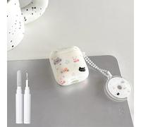 inewateri Compatible avec AirPods 2 - Coque en TPU souple avec kit de nettoyage - Motif chaton mignon - Antichoc - Motif chat mignon - Pour filles et femmes - Pour Airpods 2 et 1 - Blanc