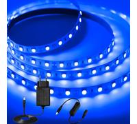 iNextStation 12V Ruban à LED Bleu, 5M 300LEDs 5050 SMD Flexible Découpables Bande pour Éclairage Décoratif Intérieur, Fête, Vacances, Noël, Placard,TV (Adaptateur Inclu)
