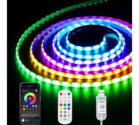 iNextStation 2M RGB Ruban LED Smart IC, 5V Bande LED COB avec Sync Musique | Adressable Couleur Changement, Decoupable Bandeau LEDs APP Control Telecommande, pour Cuisine Chambre TV Bar Pâques Déco