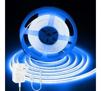 iNextStation Bande LED COB 10 m bleue, DC24V 8 mm Bande lumineuse LED CRI93+ avec bloc d'alimentation et télécommande Bande lumineuse à intensité variable autocollante pour chambre à coucher, cuisine