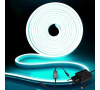 iNextStation Ruban LED Bleu Glace 5M, 12V Néon Bande LED Lumineuse IP65 Etanche Silicone Découpable Flexible Néon Lumière pour Chambre, Fête, Bar, Cuisine Décoration