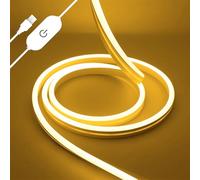 iNextStation Ruban LED Néon 2M Blanc Chaud, USB 5V IP65, Dimmable & Coupable, Autocollant, Silicone Flexible pour Cuisine Escalier Chambre Déco Intérieur/Extérieur