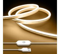 iNextStation Ruban LED Néon 2M Blanc Chaud, USB 5V IP65, Dimmable & Coupable, Autocollant, Silicone Flexible pour Cuisine Escalier Chambre Déco Intérieur/Extérieur [Classe énergétique E]