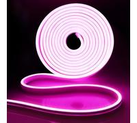 iNextStation Ruban LED Néon 5M Rose, 12V Lumière Étanche Silicone Découpable Flexible pour Chambre, Fête, Bar, Cuisine (IP65, Sans Adaptateur Secteur)