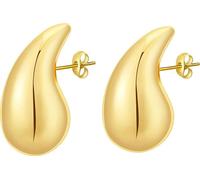 INF 1 paire de boucles d'oreilles goutte d'eau creuse en cuivre or