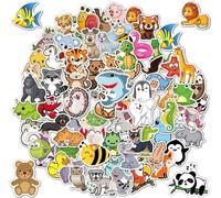 INF 100 Autocollants d'Animaux Mignons - Vibrants, Imperméables et Adorables