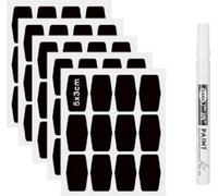 INF 5 Étiquettes Amovibles pour Bouteilles en Verre Noires 5x3cm avec Stylo