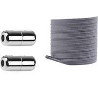 INF 5 paires de lacets plats élastiques avec boucles argentées offertes Gris