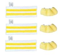 INF Accessoires pour Nettoyeur Vapeur Karcher SC1-SC5 SV7 - 3 Lingettes + 3 Housses en Maille - Noir Jaune