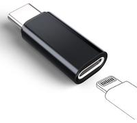 INF Adaptateur Lightning (femelle) vers USB-C (mâle), compatible avec iPhone 15 Le noir