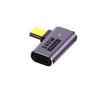 INF Adaptateur multifonction 240 W : 40 Gbps USB 4.0 de type C mâle vers femelle, courbé latéral, violet, alliage d'aluminium, 2,2 cm, vidéo 8K