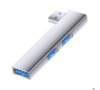 INF Adaptateur Multiport USB vers Double USB 2.0 + USB 3.0 en Aluminium pour Téléphones Tablettes et Ordinateurs Portables Argent