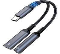 INF Adaptateur Type-C 2 en 1 : Charge Rapide PD 60W et Audio Haute Résolution Argent