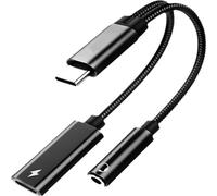 INF Adaptateur Type-C 2 en 1 : Charge Rapide PD 60W et Audio Haute Résolution Le noir