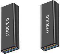 INF Adaptateur USB 3.0 Femelle à Femelle Droit - Lot de 2, ABS Noir