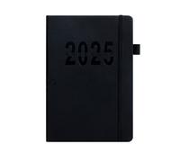 INF Agenda journalier 2026 - Carnet A5 noir ligné avec sangle (180 feuilles)