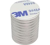 INF Aimant en néodyme super puissants avec support autocollant, paquet de 10 Argent 20 x 2 mm