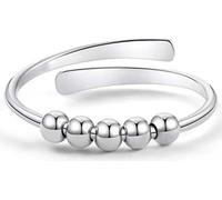 INF Anneau anti-stress réglable avec perles rotatives Argent