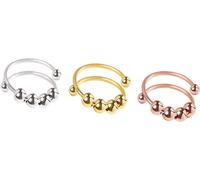 INF Anneaux anti-stress réglables avec perles rotatives, pack de 3 Argent S