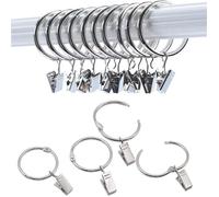 INF Anneaux de rideaux ouvrants avec clips cintre pour rideaux, paquet de 20 Argent 50 mm