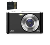 INF Appareil photo numérique 4K 48MP Webcam zoom 16x avec carte mémoire de 32 Go Le noir