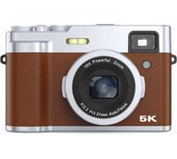 INF Appareil photo numérique 5K avec deux objectifs, viseur, autofocus et anti-shake Marron