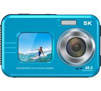 INF Appareil Photo Numérique 5K Étanche: Double Caméra, Autoportrait Familial Bleu