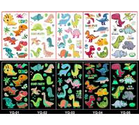 INF Autocollant avec tatouage lumineux Dessin animé Faux tatouages temporaires Dinasour A