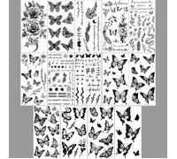 INF Autocollants de tatouage temporaires imperméables 14 pièces Papillon