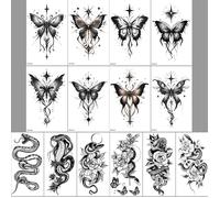 INF Autocollants de tatouage temporaires imperméables 14 pièces Serpent