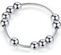 INF Bague anti-stress avec 10 perles rotatives cuivre argent 20,5 mm 20.5 mm