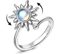 INF Bague anti-stress réglable avec fleur rotative Argent