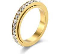 INF Bague avec pierres de zircon rotatives / bague anti-stress Or