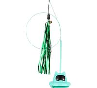 INF Baguette Jouet Interactif pour Chat avec Ventouse - Plume et Fil Acier Vert