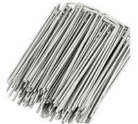 INF Bâtons d'ancrage en forme de U pour jardin 100 pièces Argent 10 cm