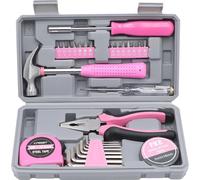 INF Boîte à outils rose pour femmes 29 en 1 : marteau, pinces et plus