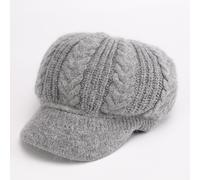 INF Bonnet à bec de canard en tricot torsadé Gris