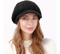 INF Bonnet à bec de canard en tricot torsadé Le noir
