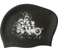 INF Bonnet de bain pour cheveux longs en silicone Noir/Blanc