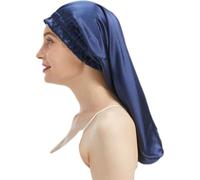 INF Bonnet de nuit en 100% soie Mulberry Bleu foncé