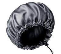 INF Bonnet de nuit en satin double couche avec élastique de réglage Gris