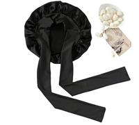 INF Bonnet de nuit en soie Le noir