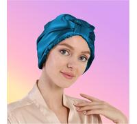 INF Bonnet de nuit pour cheveux en 100% soie de mûrier Bleu