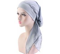 INF Bonnet Foulard en Soie Artificielle, Bandeau Élastique, Coiffe Pirate Gris