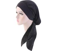 INF Bonnet Foulard en Soie Artificielle, Bandeau Élastique, Coiffe Pirate Le noir
