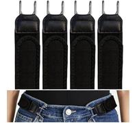 INF Boucle Taille Velcro Pack 4 - Ceinture Élastique Ajustable Crochet Métal (Polyester Zinc) Le noir